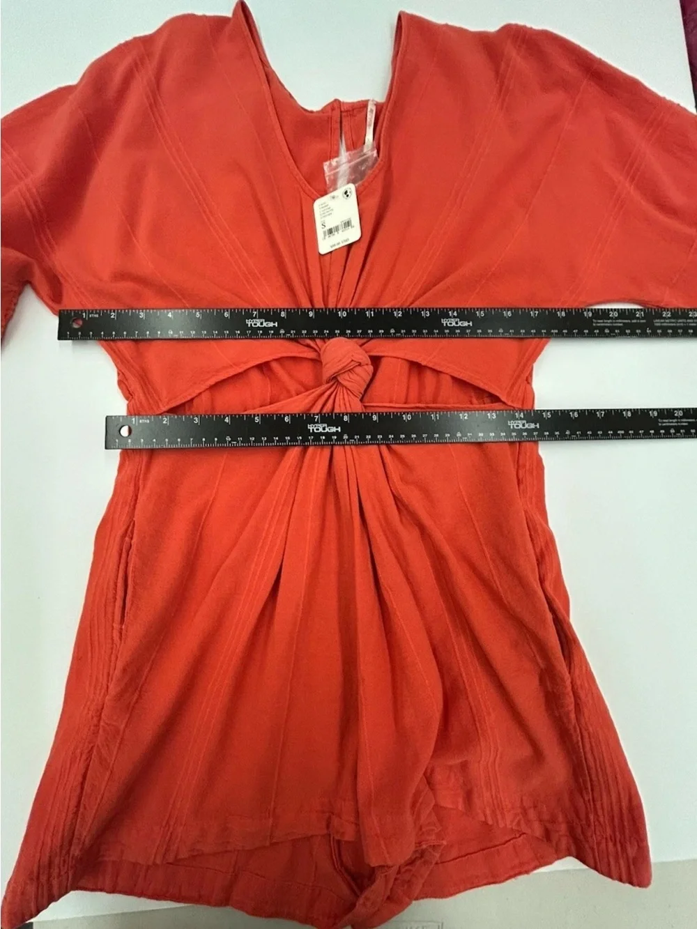 Free People Romper Small Red Coral Cutouts Oversized Festival